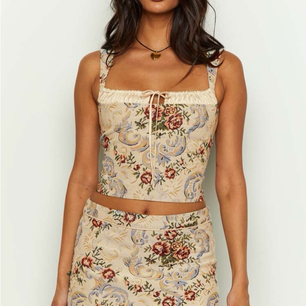 Floral Embroidered Corset Crop Top